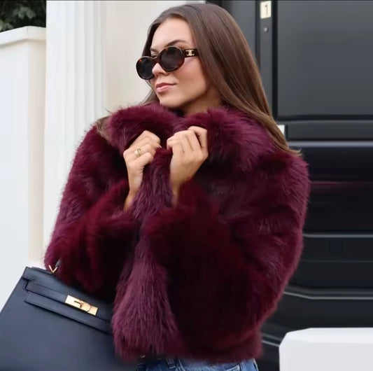 The Fuzzy Red Wine Classic Coat