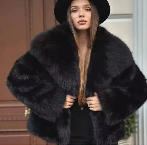 The Fuzzy Black Classic Coat