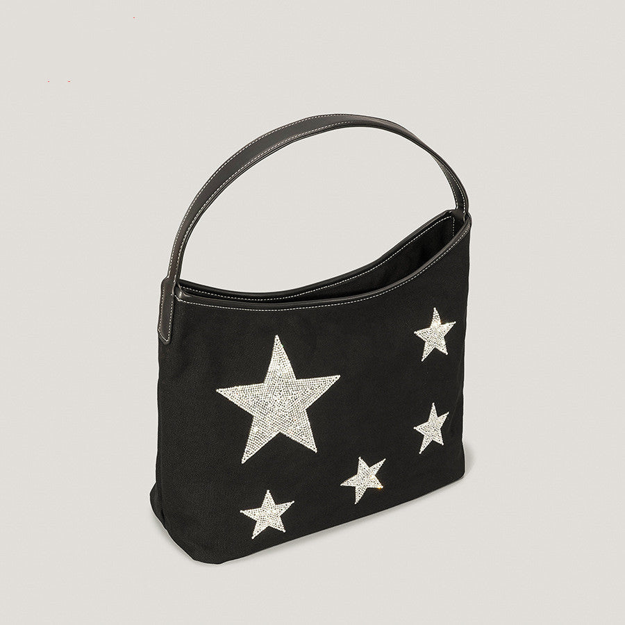 Retro Five-pointed Star Rhinestone Tote Bag For Women