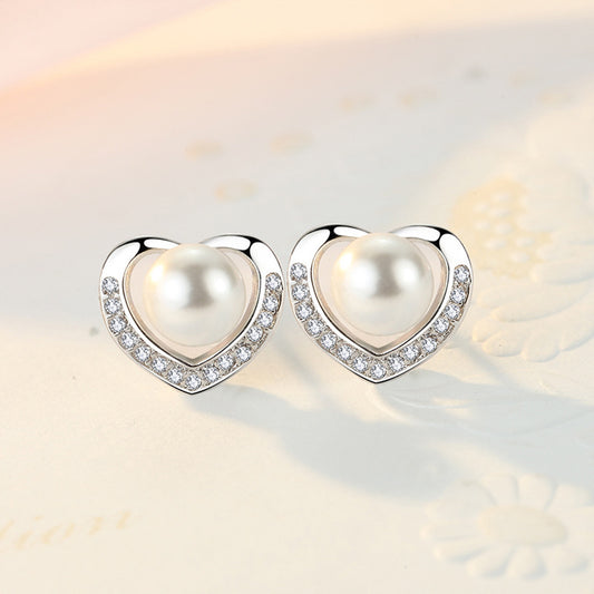 Pearl Studs Heart-shaped Earrings