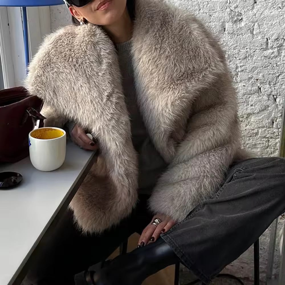 The Fuzzy Beige Classic Coat