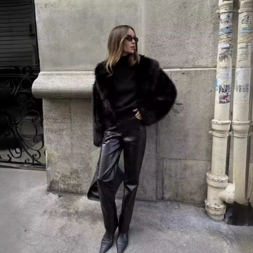 The Fuzzy Black Classic Coat