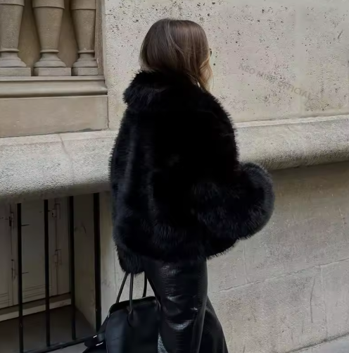 The Fuzzy Black Classic Coat