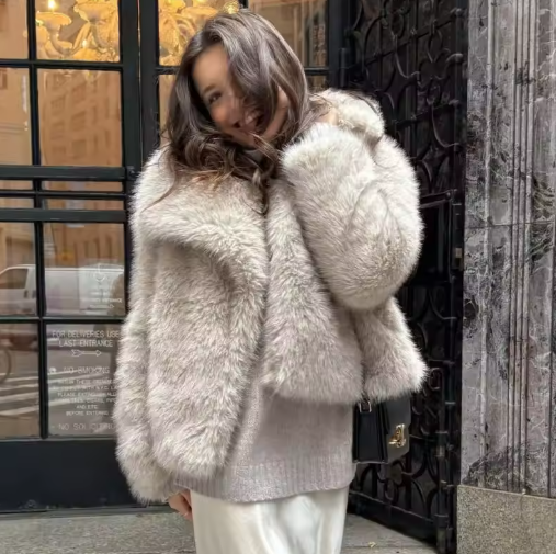 The Fuzzy Beige Classic Coat