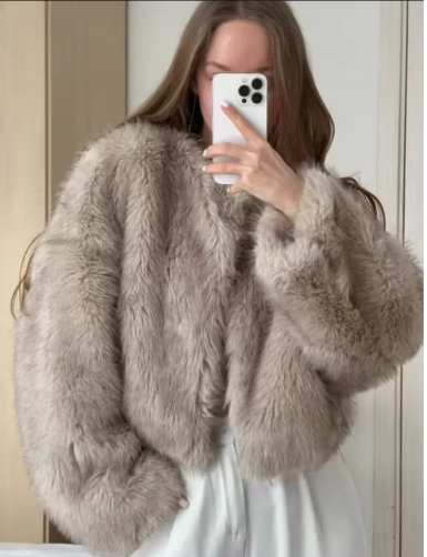 The Fuzzy Classic Beige Two Tone Allure Jacket